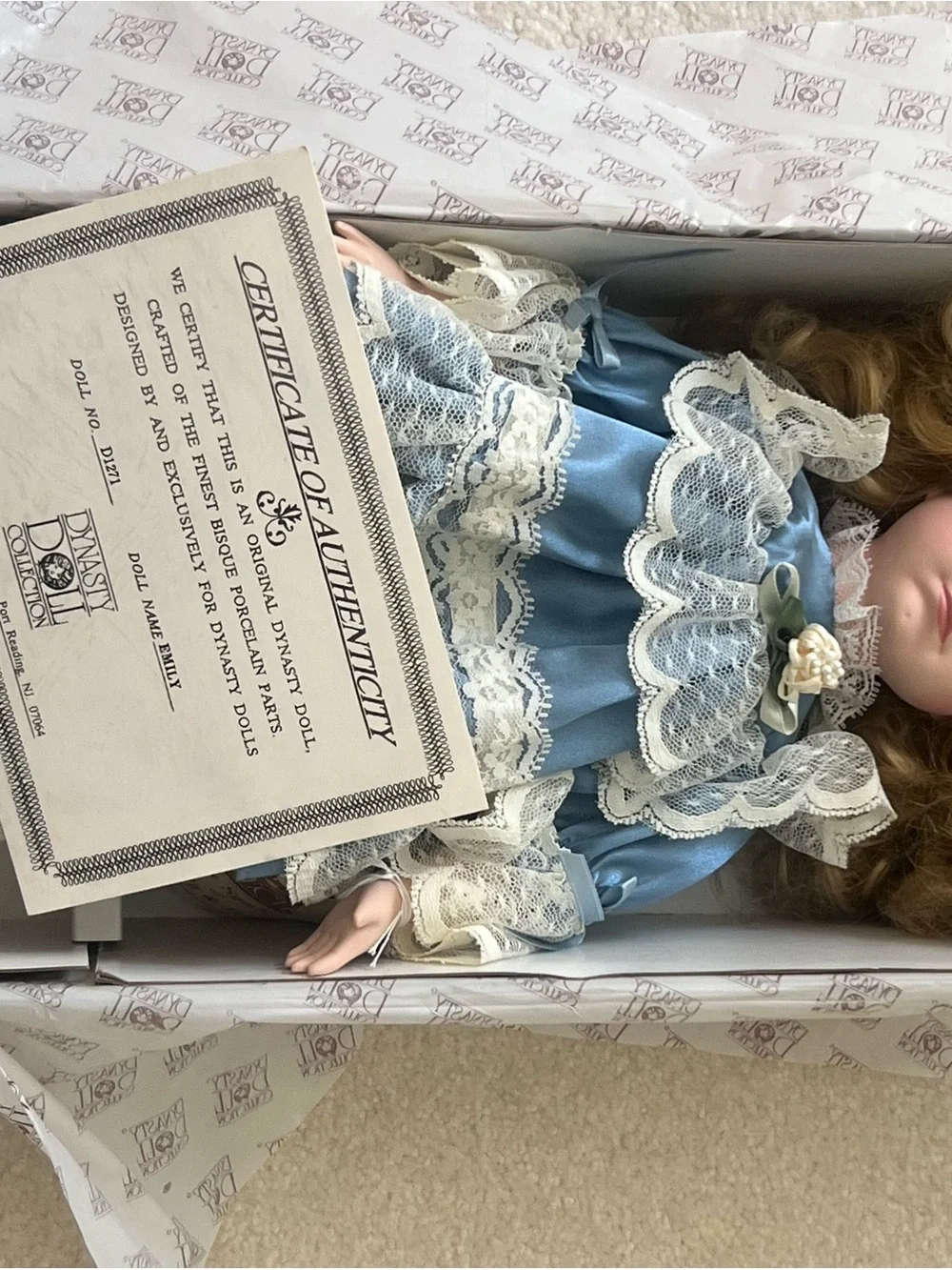 Vintage Collectible Porcelain Dynasty Doll Collection “Emily”+ Original Box +COA